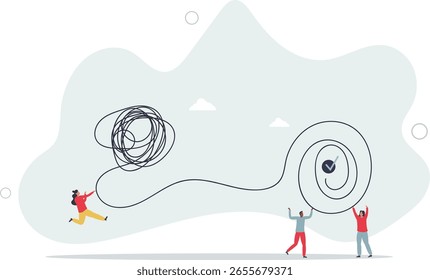 Problem solution as complete difficult and messy task.human life.