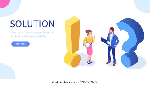 Problem And Solution Concept. Can Use For Web Banner, Infographics, Hero Images. Flat Isometric Vector Illustration Isolated On White Background.