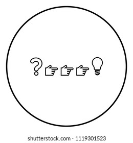 Problem solution concept icon black color in circle round outline