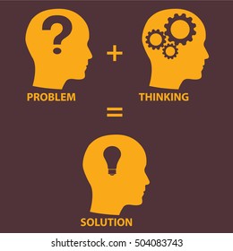 Problem solution concept showing problems solving using brain by thinking and creativity