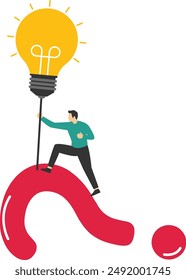 Problem solution concept-Businessman having an idea with light bulb solving a problem


