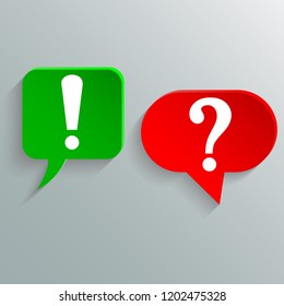 Problem and its solution. Interrogative and exclamatory sign - stock vector