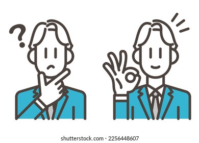 Problem, solution set: male business person [Vector illustration].