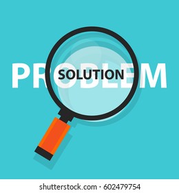 problem solution solving concept business analysis magnifying glass symbol