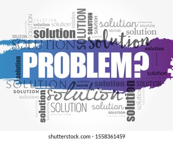 Problem and solution word cloud collage, business concept background