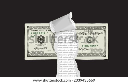 problem solved sloagn in ripprd hundred bill vector illustration on black background