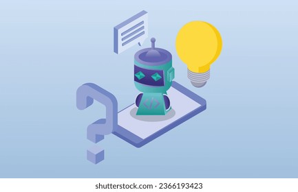 Problem solving with ai.on blue background.3D design.isometric vector design Illustration.