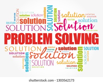 Problem solving aid word cloud collage, business concept background