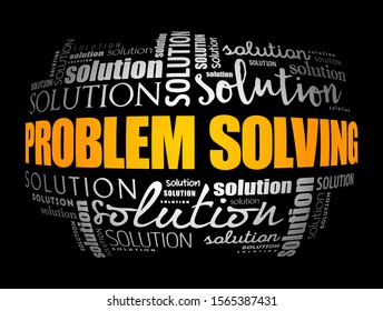 Problem solving aid word cloud collage, business concept background