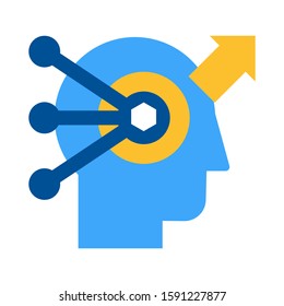 Problem solving and analysis flat vector icon. Brainstorming, data research color pictogram