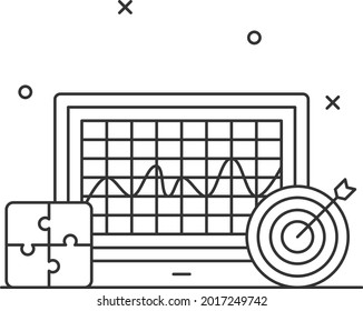 Problemlösung basierend auf historischen Daten Vector Icon Design, Business Strategy Symbol, Marketing Plan Signatur, Verwaltung und Betriebsmanagement Stockillustration, strategisches Zielkonzept