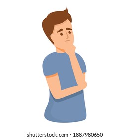 Problem solving boy icon. Cartoon of problem solving boy vector icon for web design isolated on white background