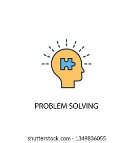 problem solving concept 2 colored line icon. Simple yellow and blue element illustration. problem solving concept outline symbol design