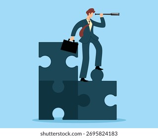 problem solving concept. leadership way solving business difficulties finding missing element system