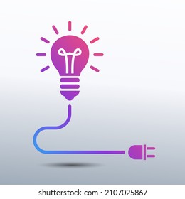 Problem solving concept with Lightbulb light and plug as creative solution idea, invention and innovation icon vector illustration