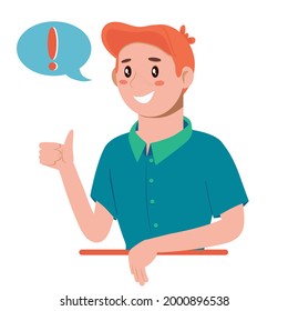 Problem solving concept. A man thinks and solves a problem. Appearance of a creative idea. Cartoon flat illustration isolated on white background.