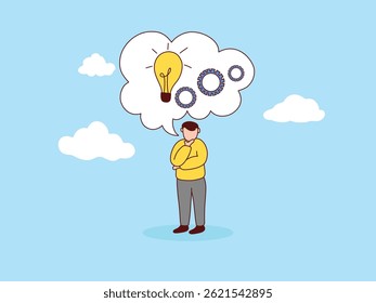 Problem solving concept, Question mark and light bulb icon. Find the solution. Creative idea. Hand drawn style. Isolated flat vector design illustration.