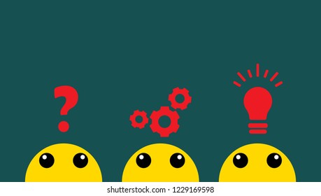 Problem solving concept. Vector illustration with icons and emoticon characters.	