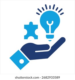 Problem Solving Flat Blue Icon Vector Illustration