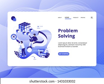 Problem Solving Flat Illustration, the concept of men are discussing business, can be used for landing pages, web, ui, banners, templates, backgrounds, flyers, posters - Vector