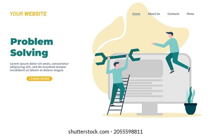Problem solving flat illustration,teamwork collaboration maintenance vector illustration 