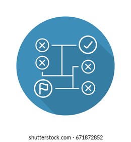 Problem solving flat linear long shadow icon. Decision making. Vector outline symbol