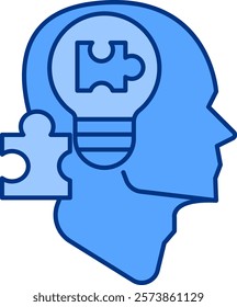 Problem Solving Icon - Lineal Blue Style - Critical Thinking Theme