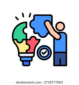 Problem Solving Icon Lineal Color Vector Illustration