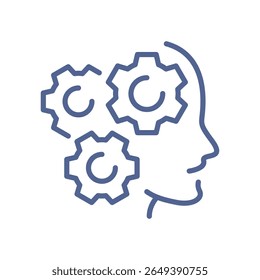 Problem solving icon, minimal thinking symbol representing mental process, solution search, decision making, critical analysis and intelligent action flat vector illustration.