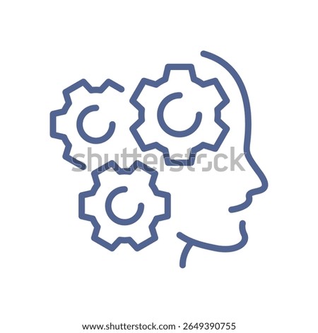 Problem solving icon, minimal thinking symbol representing mental process, solution search, decision making, critical analysis and intelligent action flat vector illustration.