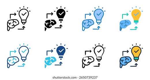 Problem solving icon set multiple style collection 
