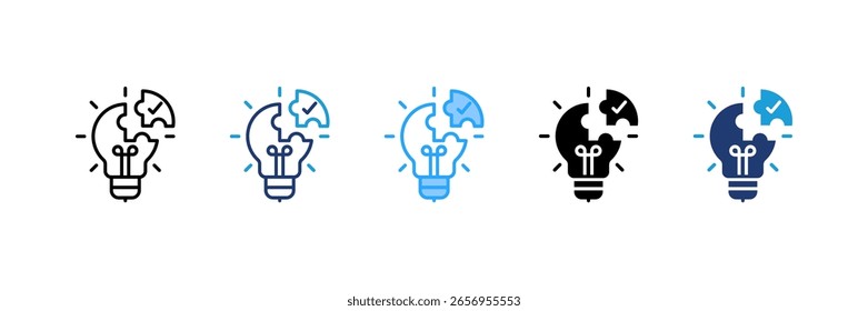 Problem Solving icon set multiple style collection