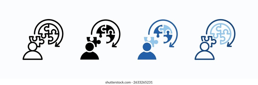 Problem Solving Icon Sheet Multiple Style Collection Isolated Vector