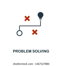 Problem Solving icon in two color design. Red and black style elements from machine learning icons collection.  Creative problem solving icon. For web design, apps, software, print usage. 