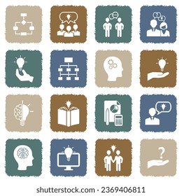 Problem Solving Icons. Grunge Color Flat Design. Vector Illustration.