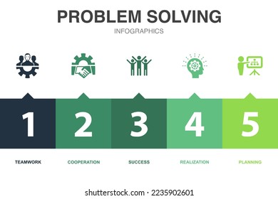 problem solving icons Infographic design template. Creative concept with 5 options