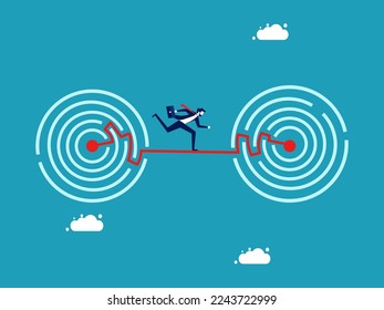 problem solving ideas. Businessman playing a maze solving game