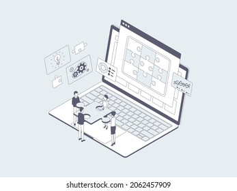 Probleme bei der Lösung des Problems der Isometrischen Illustration Lineal Gray. Geeignet für mobile App, Website, Banner, Diagramme, Infografiken und andere grafische Objekte.