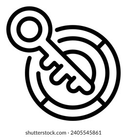 Problem solving key icon outline vector. Making keystone decision. Pivotal decision making