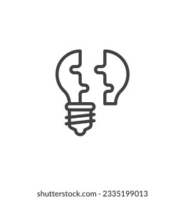 Problem solving line icon. linear style sign for mobile concept and web design. Light bulb puzzle outline vector icon. Symbol, logo illustration. Vector graphics