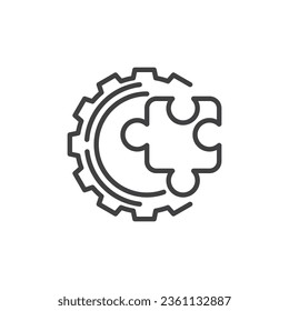 Problem Solving line icon. linear style sign for mobile concept and web design. Gear and puzzle outline vector icon. Symbol, logo illustration. Vector graphics