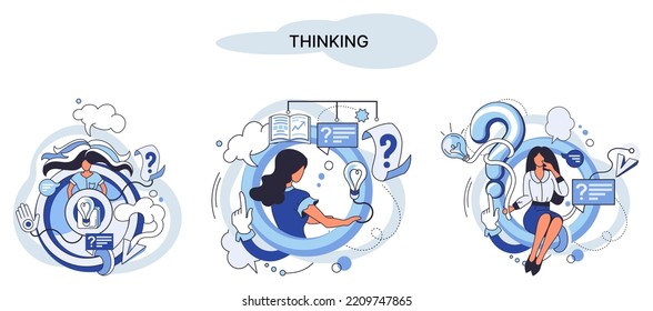 Problem solving metaphor, wondering or thinking, planning or pondering, with question mark. Creative thought idea. Brainstorming, idea and fantasy, motivation and inspiration, finding solution, answer