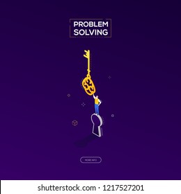 Problem solving - modern isometric vector web banner