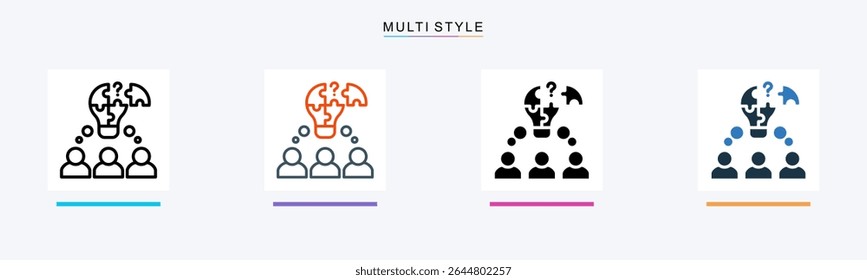 Problem Solving multiple icon style vector illustration