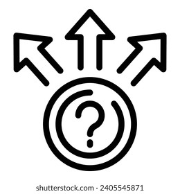 Problem solving options icon outline vector. Choosing effective resolution. Question with multiple answers