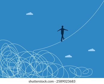 Problem Solving Process. Businessman Walks Away from Chaos