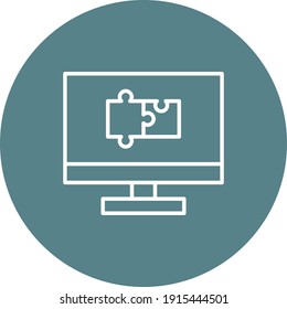Problem solving, puzzle, screen icon vector image. Can also be used for online education. Suitable for use on web apps, mobile apps and print media.