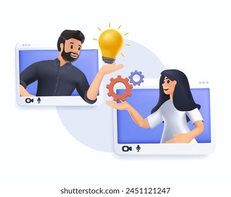 Problem solving skills abstract 3D concept vector illustration. Creative idea, decision making and motivation, boost creativity, business leadership, achievement, success abstract metaphor, 3D cartoon