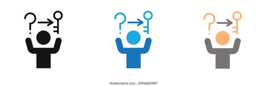 Problem solving skills icon outline collection or set in black and white