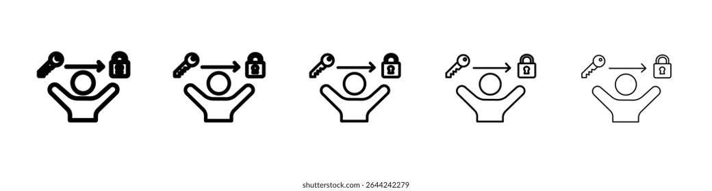 Problem solving skills icon thin outline logo mark set